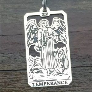 Temperance Tarot Card Pendant solid .925 Sterling Silver made in USA